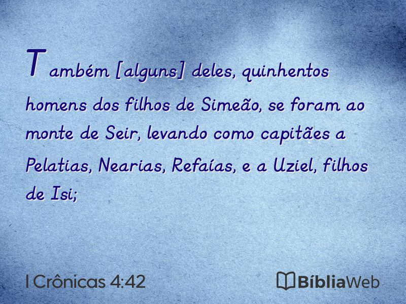 I Crônicas 4:42 em imagem para compartilhar