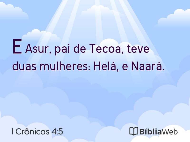 I Crônicas 4:5 em imagem para compartilhar