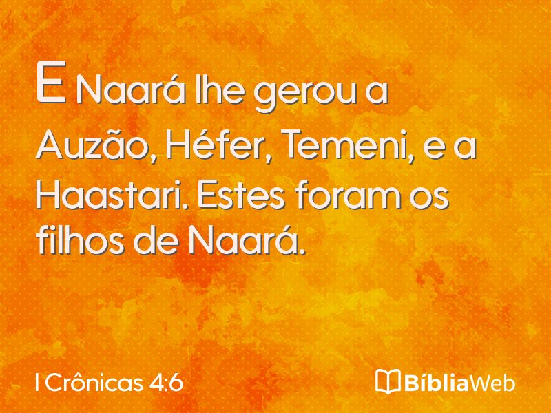I Crônicas 4:6 em imagem para compartilhar