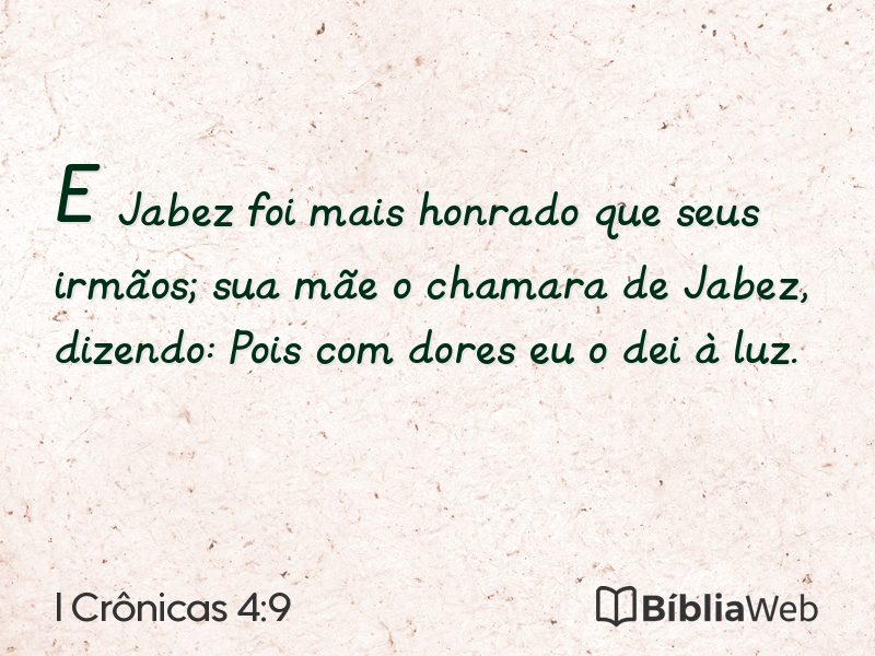 I Crônicas 4:9 em imagem para compartilhar