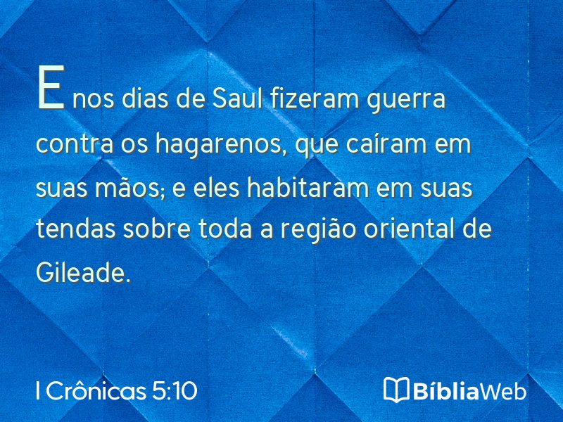 I Crônicas 5:10 em imagem para compartilhar