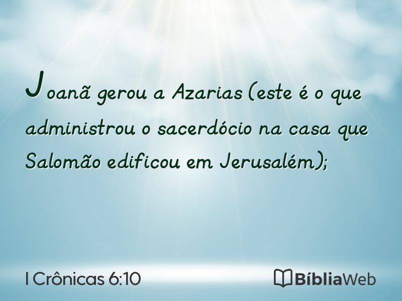 I Crônicas 6:10 em imagem para compartilhar