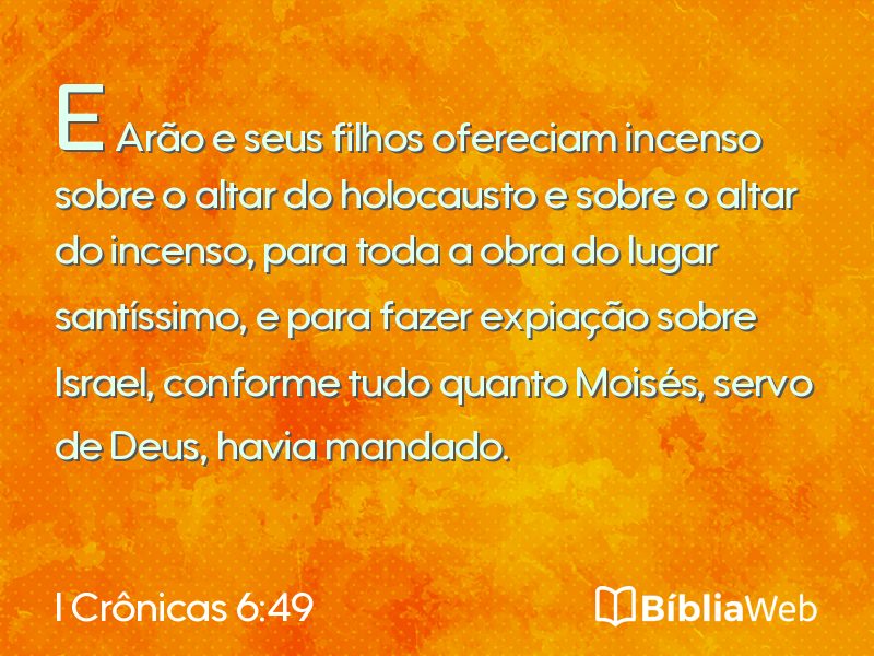 I Crônicas 6:49 em imagem para compartilhar