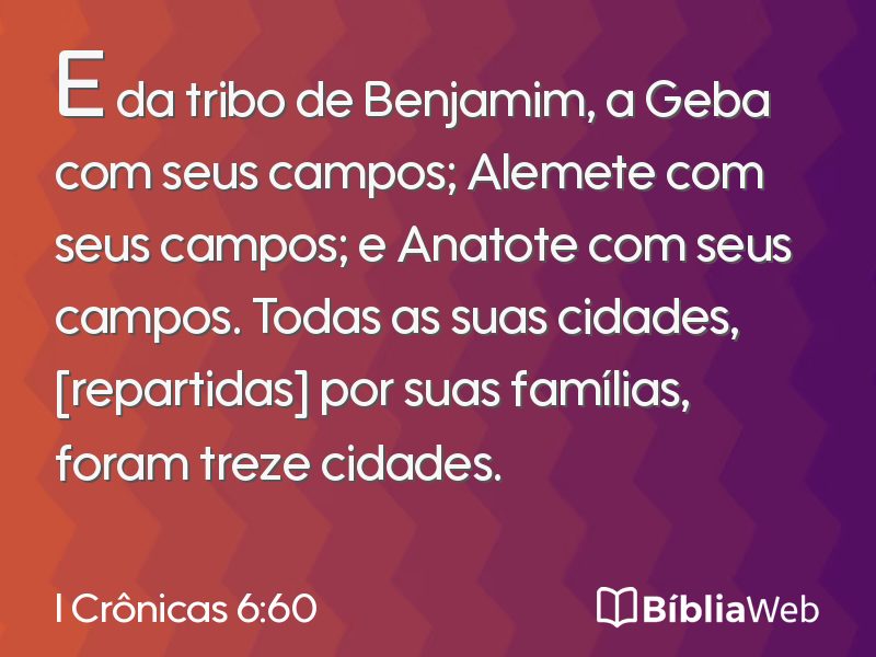 I Crônicas 6:60 em imagem para compartilhar