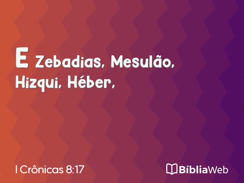 I Crônicas 8:17 em imagem para compartilhar
