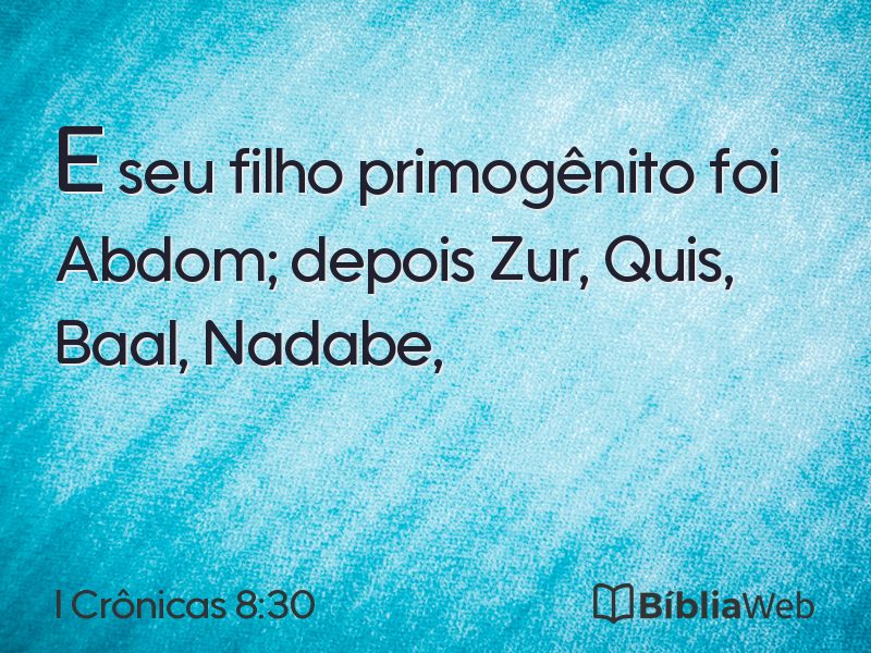 I Crônicas 8:30 em imagem para compartilhar
