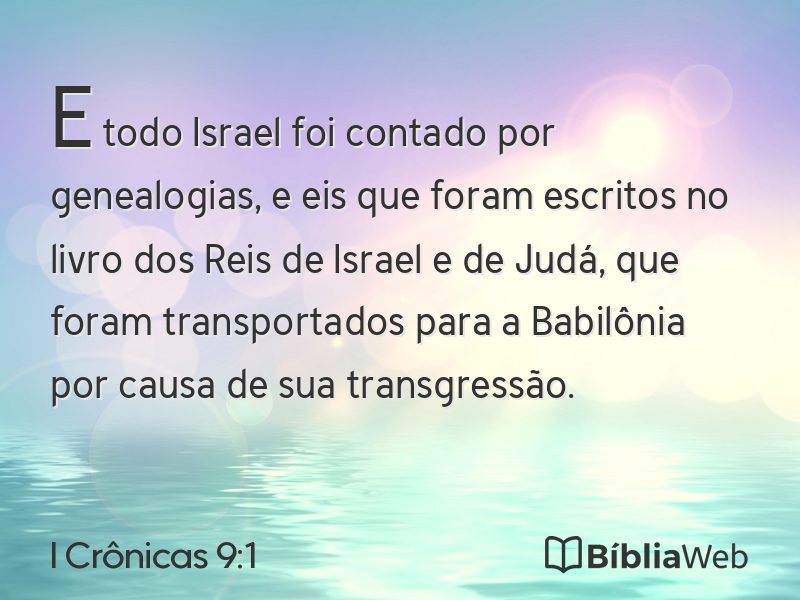 I Crônicas 9:1 em imagem para compartilhar