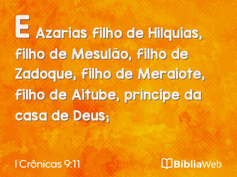I Crônicas 9:11 em imagem para compartilhar