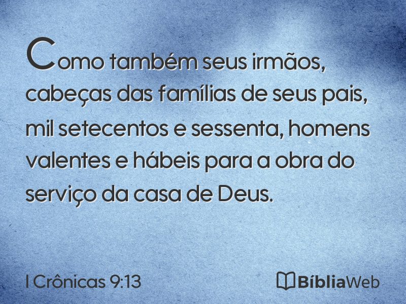 I Crônicas 9:13 em imagem para compartilhar