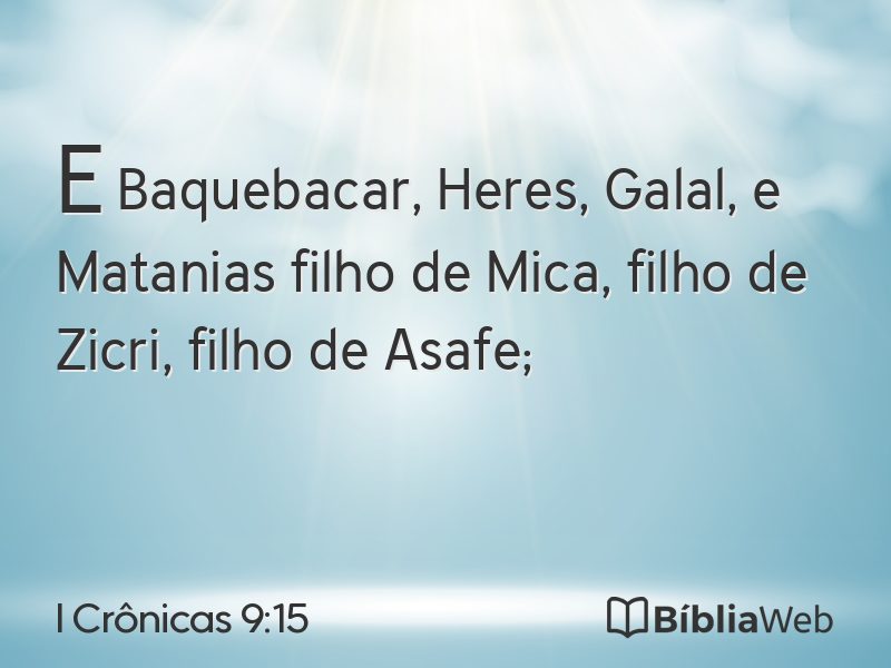 I Crônicas 9:15 em imagem para compartilhar