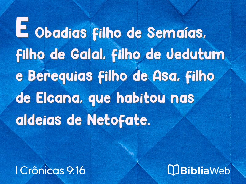 I Crônicas 9:16 em imagem para compartilhar