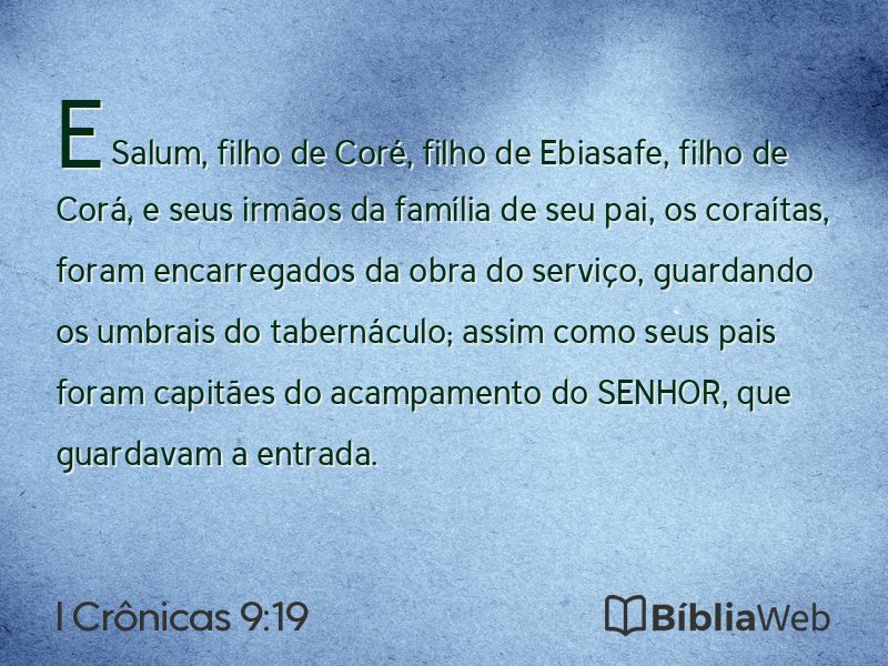 I Crônicas 9:19 em imagem para compartilhar