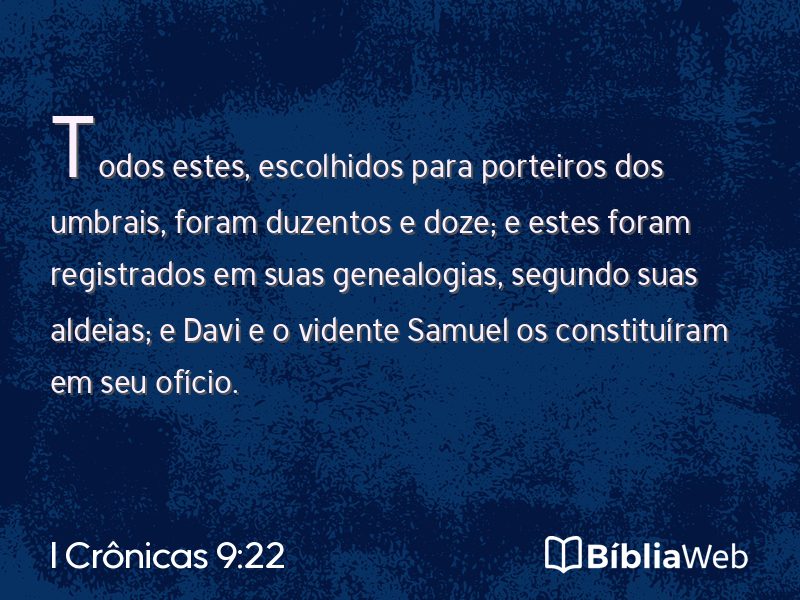 I Crônicas 9:22 em imagem para compartilhar