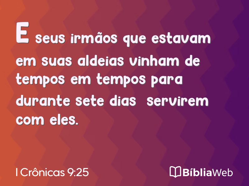I Crônicas 9:25 em imagem para compartilhar