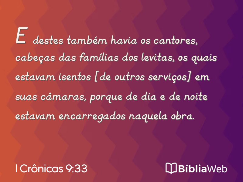 I Crônicas 9:33 em imagem para compartilhar