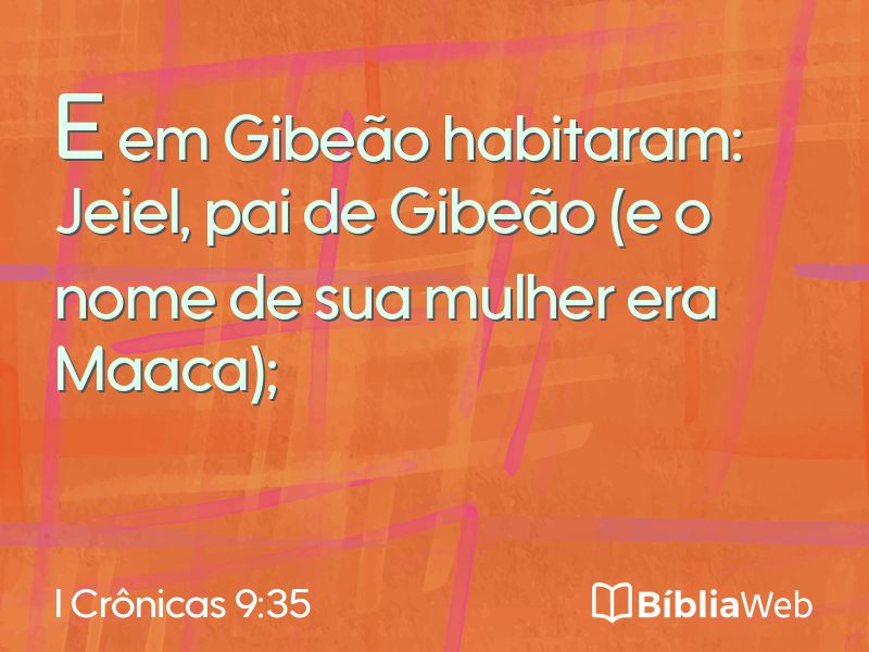I Crônicas 9:35 em imagem para compartilhar
