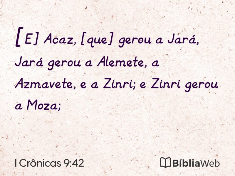 I Crônicas 9:42 em imagem para compartilhar
