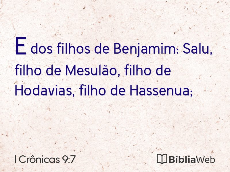 I Crônicas 9:7 em imagem para compartilhar