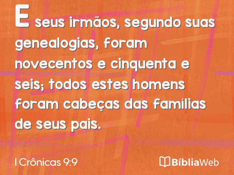 I Crônicas 9:9 em imagem para compartilhar