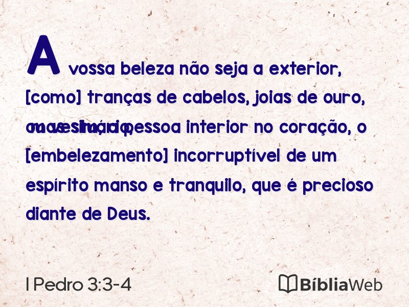 I Pedro 3:3-4 em imagem para compartilhar