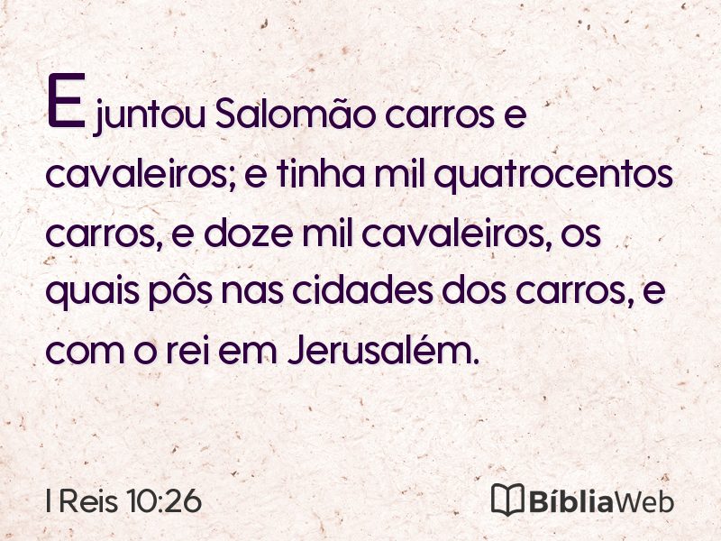 I Reis 10:26 em imagem para compartilhar