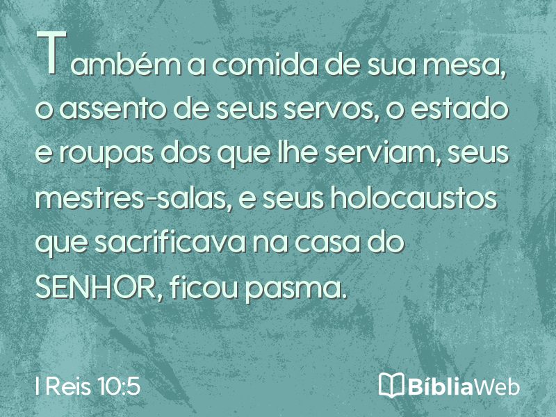 I Reis 10:5 em imagem para compartilhar