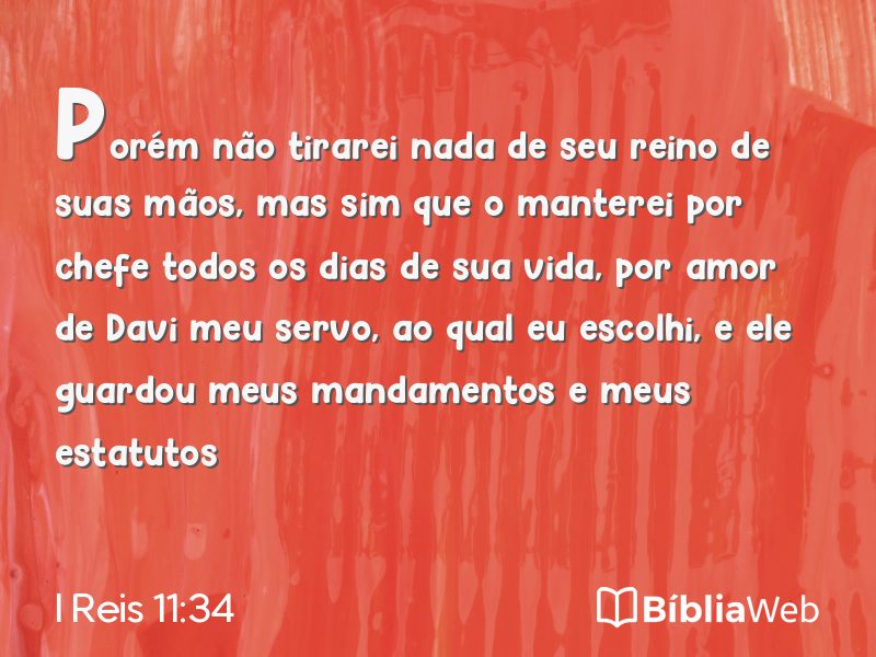 I Reis 11:34 em imagem para compartilhar