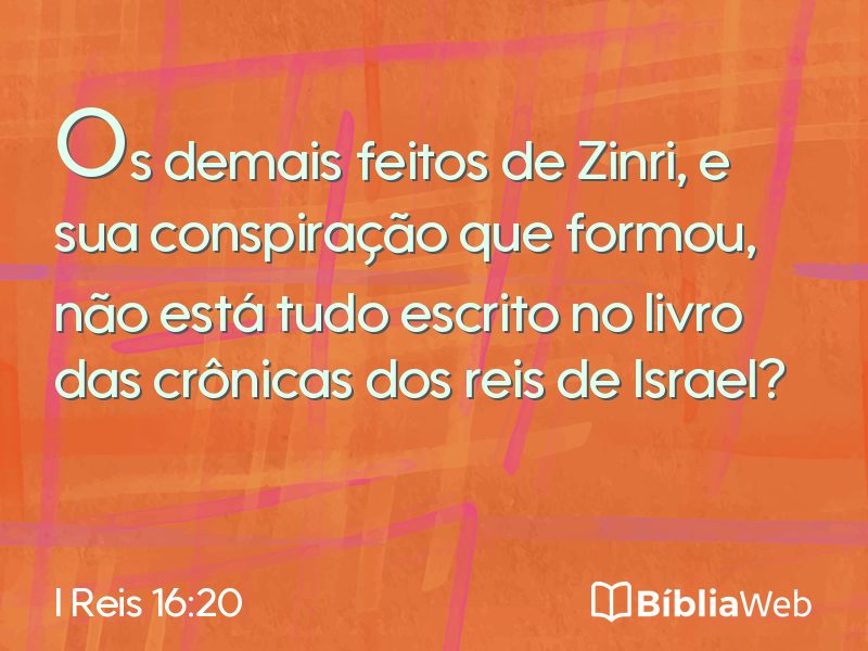 I Reis 16:20 em imagem para compartilhar