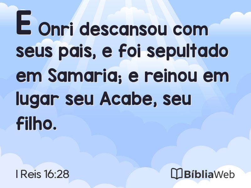 I Reis 16:28 em imagem para compartilhar