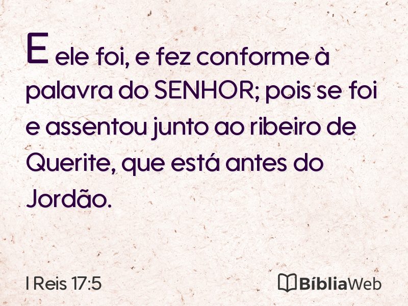 I Reis 17:5 em imagem para compartilhar