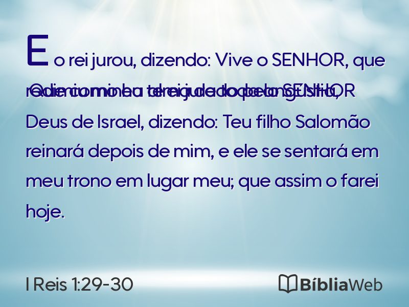 I Reis 1:29-30 em imagem para compartilhar
