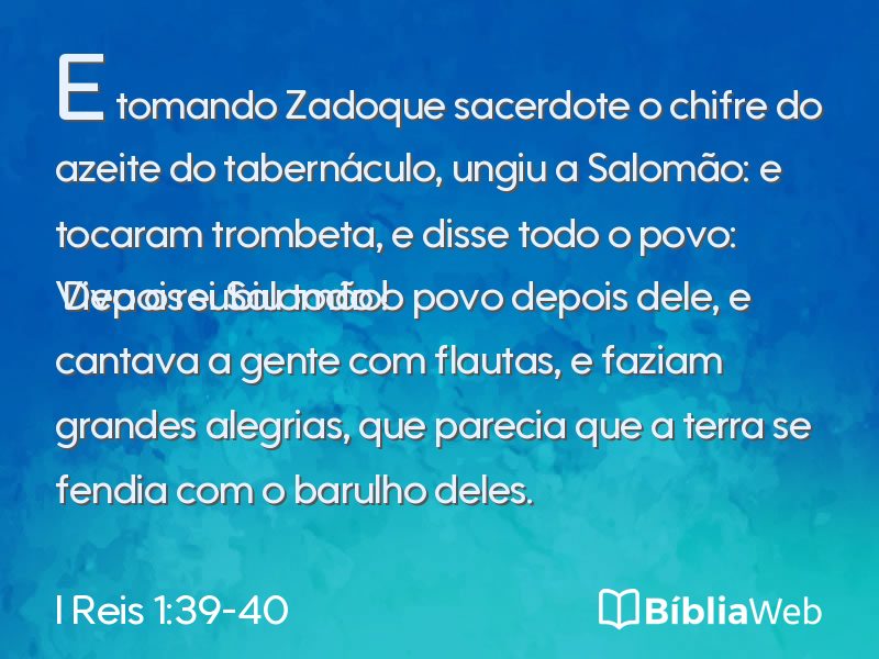 I Reis 1:39-40 em imagem para compartilhar