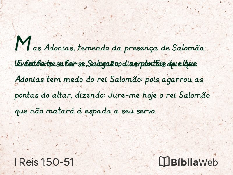 I Reis 1:50-51 em imagem para compartilhar