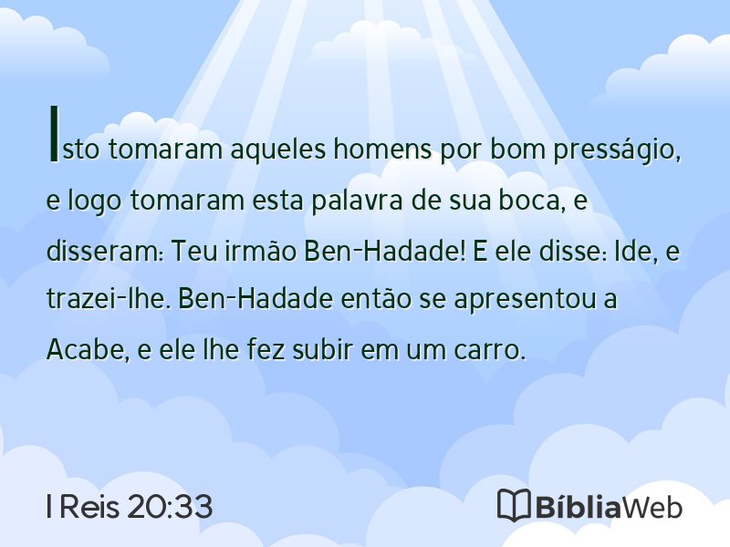 I Reis 20:33 em imagem para compartilhar