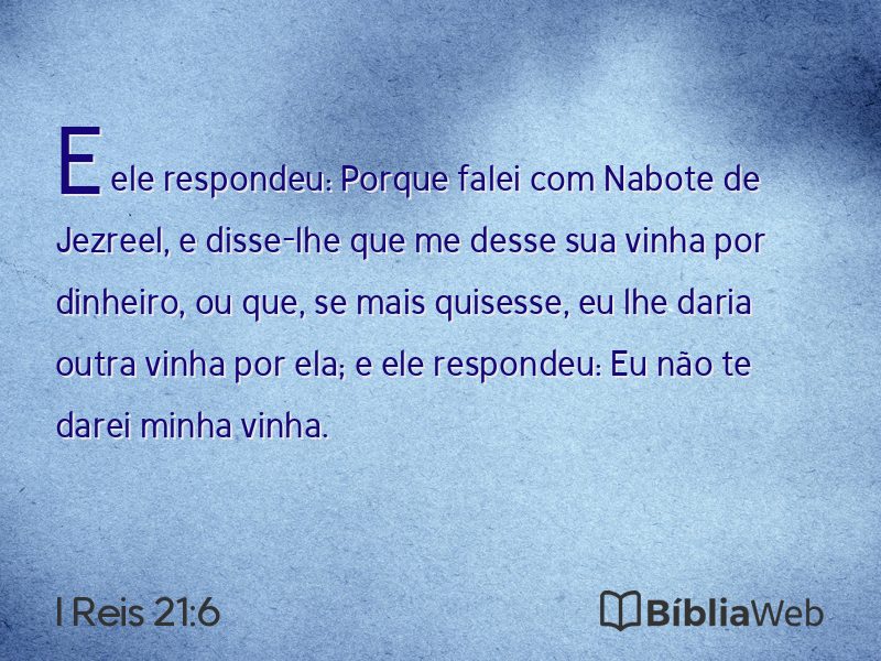 I Reis 21:6 em imagem para compartilhar
