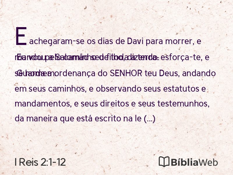 I Reis 2:1-12 em imagem para compartilhar