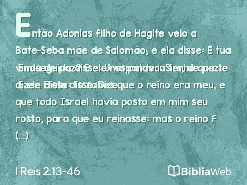 I Reis 2:13-46 em imagem para compartilhar