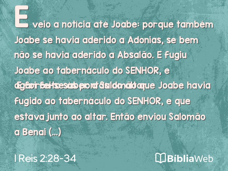 I Reis 2:28-34 em imagem para compartilhar