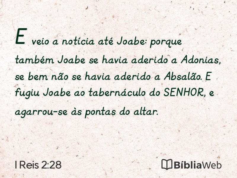 I Reis 2:28 em imagem para compartilhar