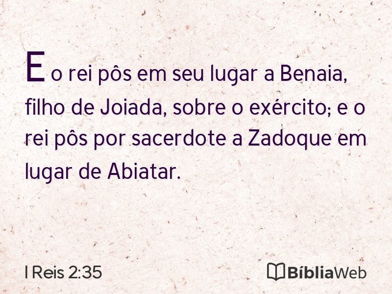 I Reis 2:35 em imagem para compartilhar