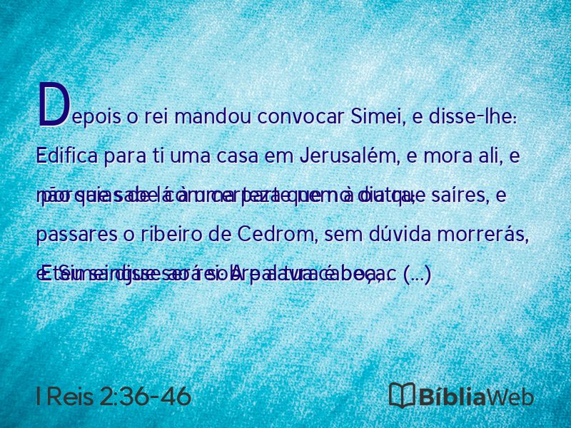 I Reis 2:36-46 em imagem para compartilhar