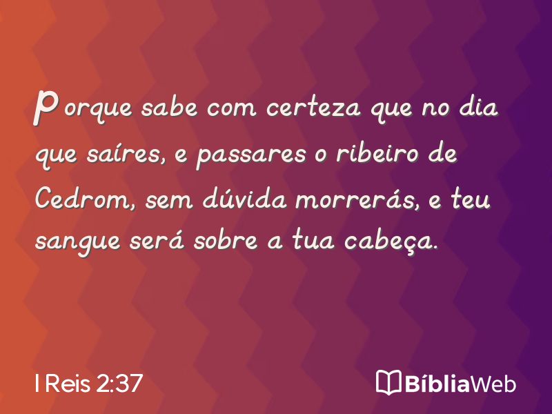 I Reis 2:37 em imagem para compartilhar
