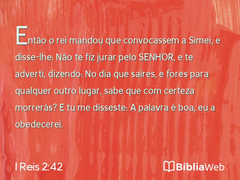 I Reis 2:42 em imagem para compartilhar