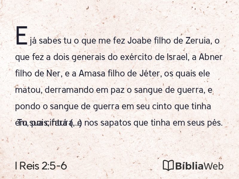I Reis 2:5-6 em imagem para compartilhar