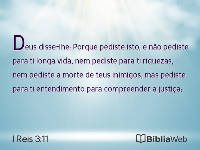I Reis 3:11 em imagem para compartilhar