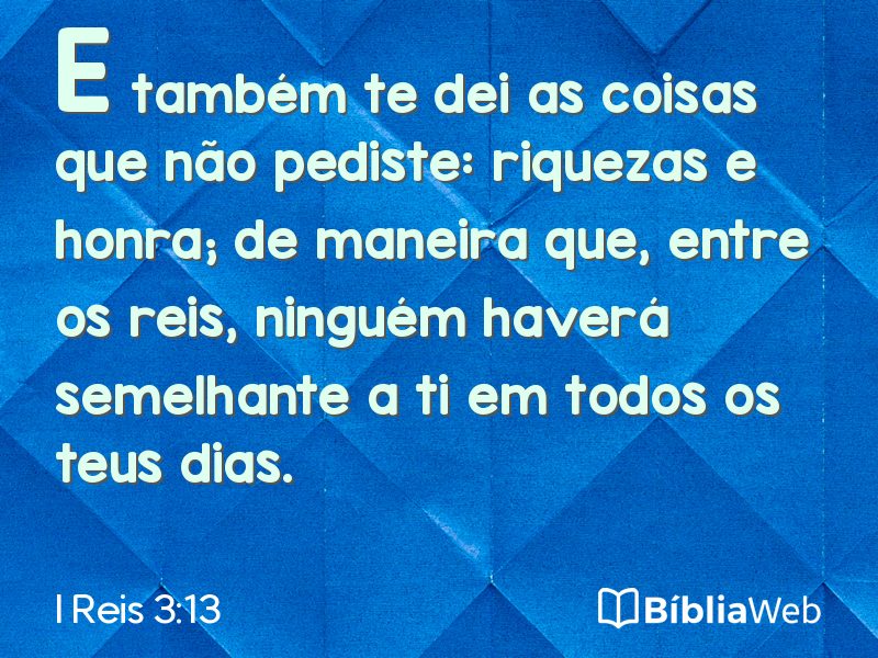 I Reis 3:13 em imagem para compartilhar