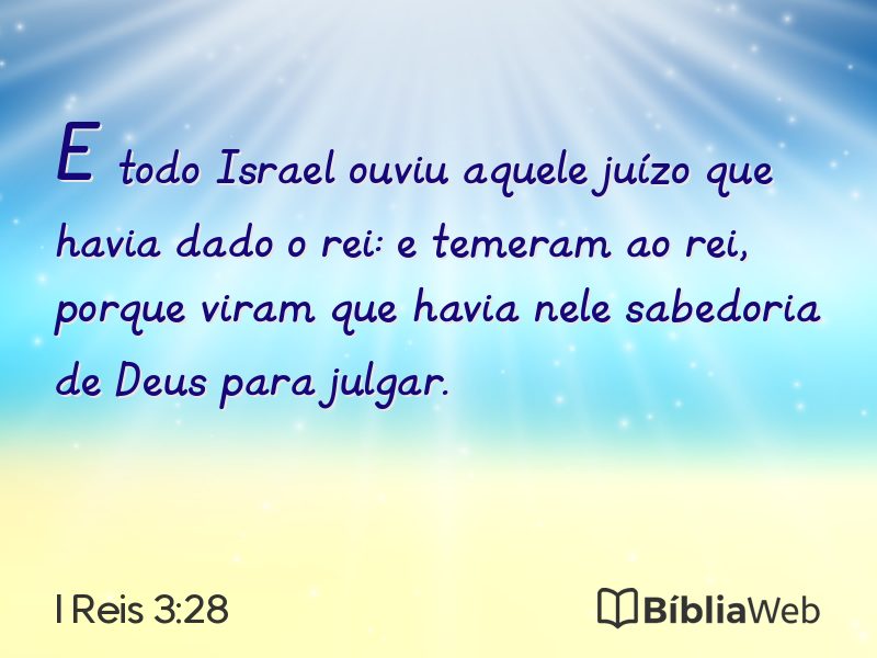 I Reis 3:28 em imagem para compartilhar