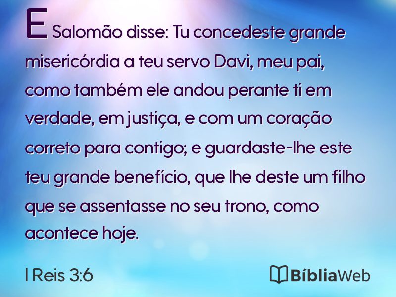 I Reis 3:6 em imagem para compartilhar
