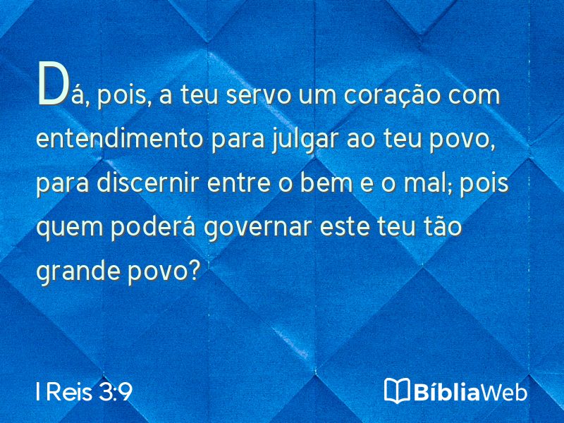 I Reis 3:9 em imagem para compartilhar