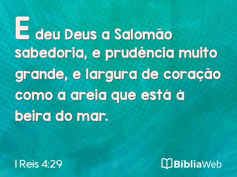 I Reis 4:29 em imagem para compartilhar